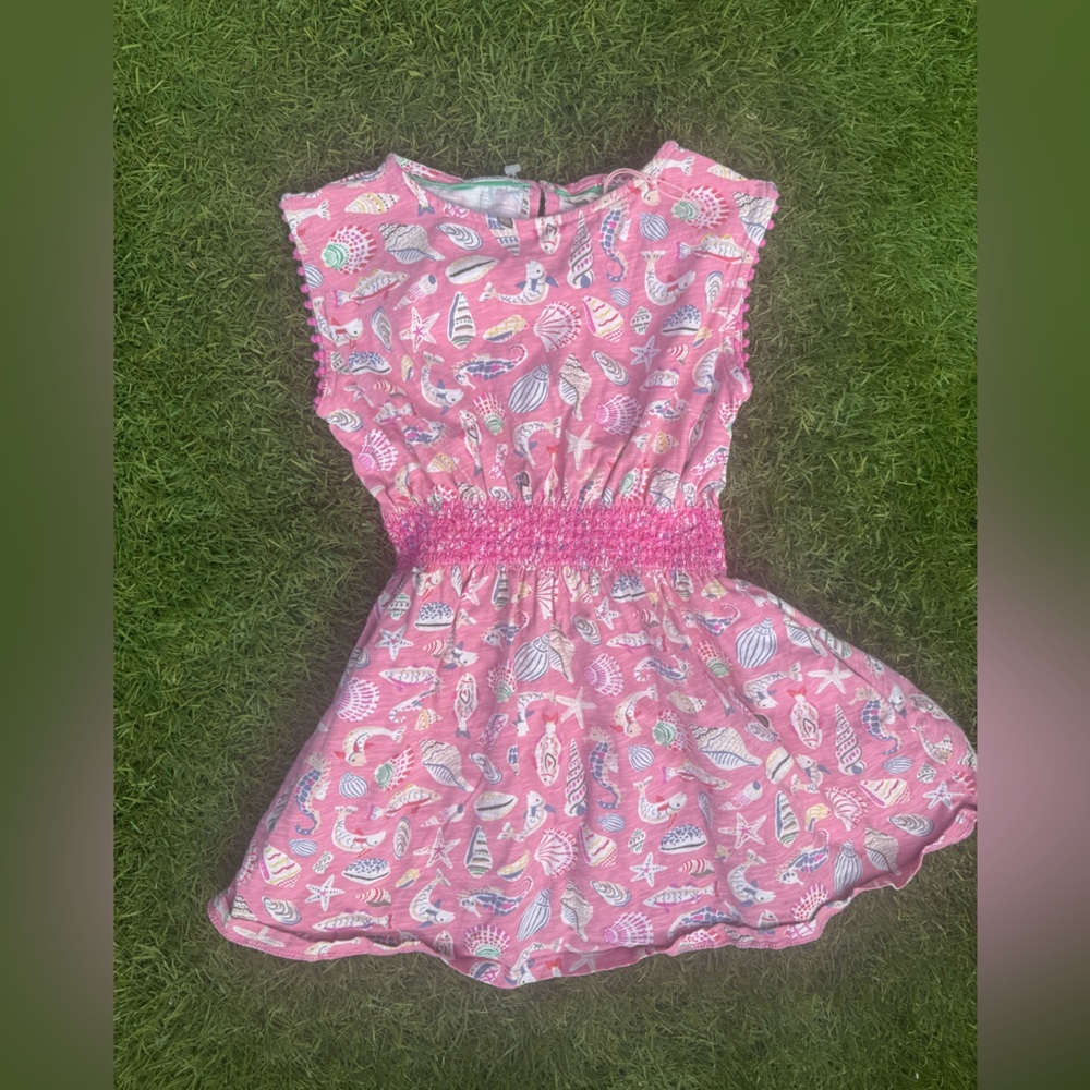 Mini Boden Sea Shell and Fish Dress Pink Size 6-7 Years